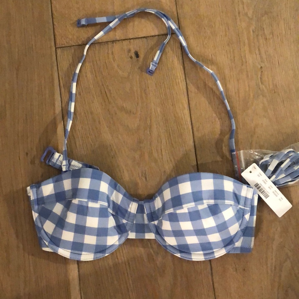 Jcrew underwire bikini top in matte gingham